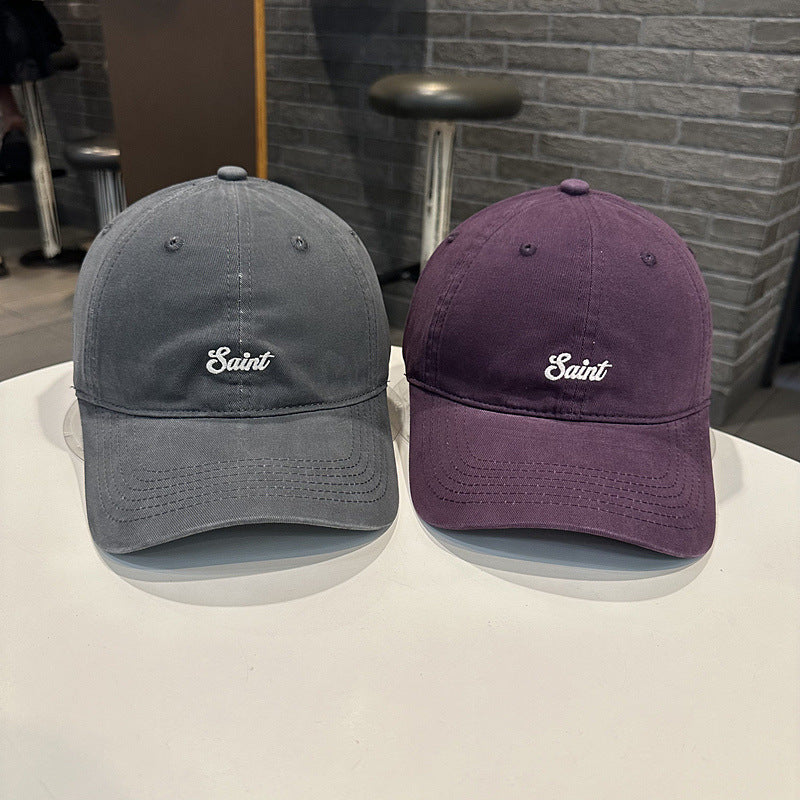 Unisex Washed Cotton Baseball Cap Letter Embroidered Casual Style