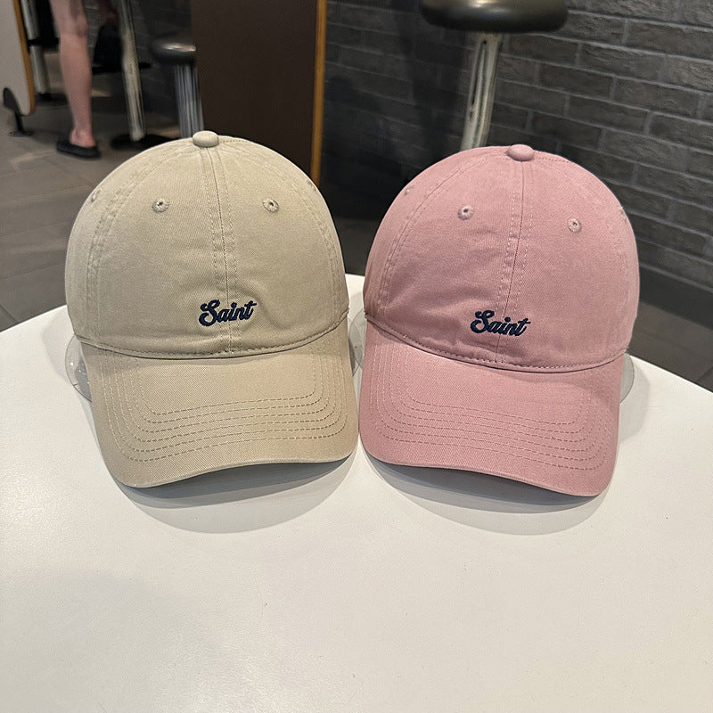 Unisex Washed Cotton Baseball Cap Letter Embroidered Casual Style