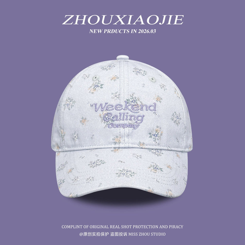 Women's Floral Embroidered Baseball Cap Korean Style Sun Hat