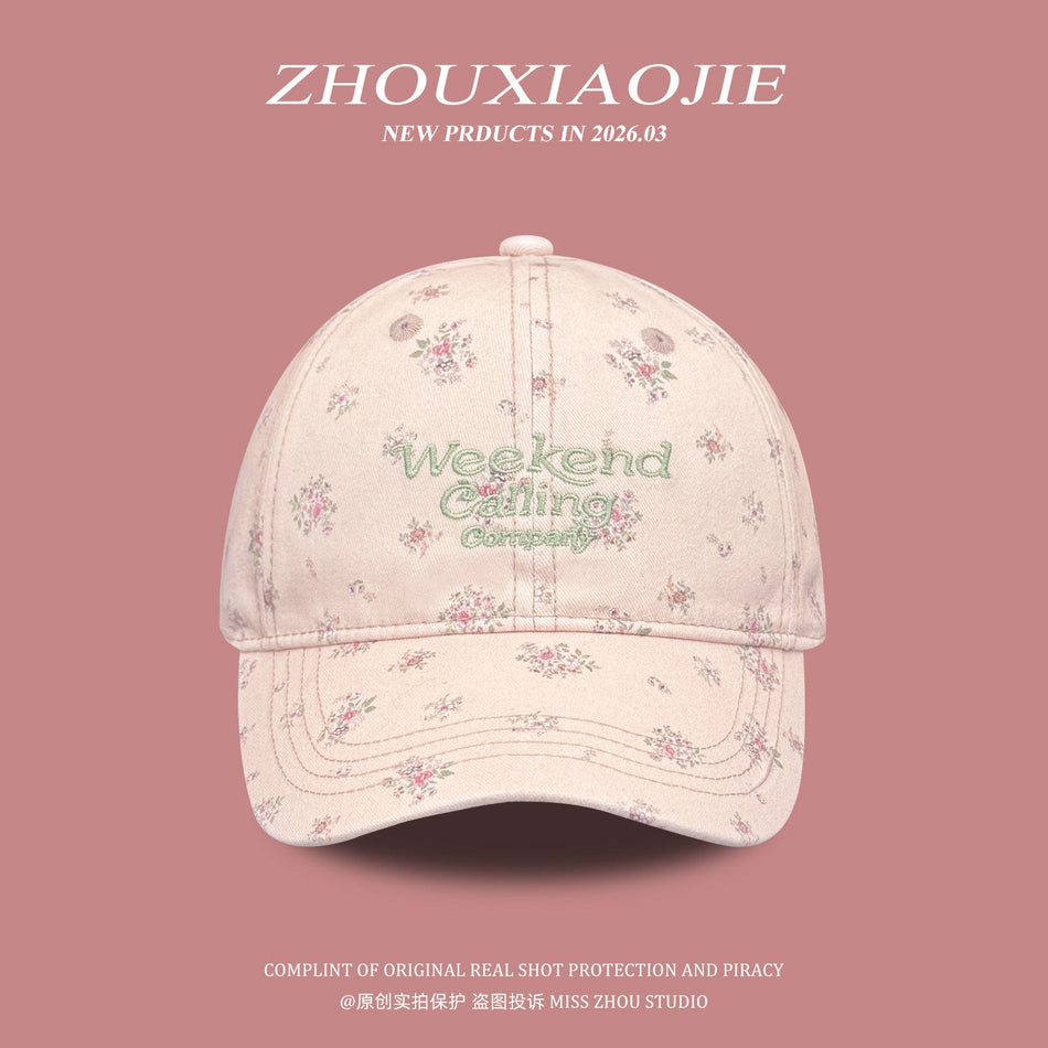 Women's Floral Embroidered Baseball Cap Korean Style Sun Hat