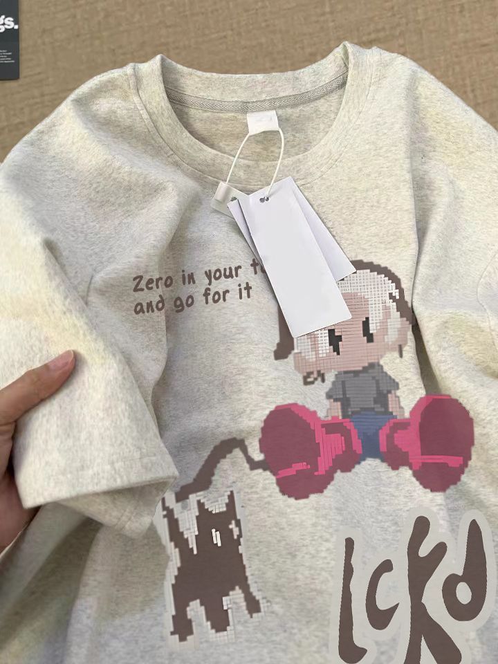 Women's Cartoon Character Print Short Sleeve Vintage Casual
