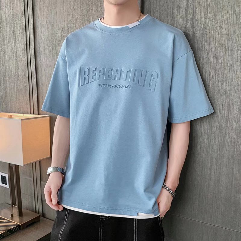 Men's 3D Print Short Sleeve T-Shirt Casual Loose Fit Crew Neck