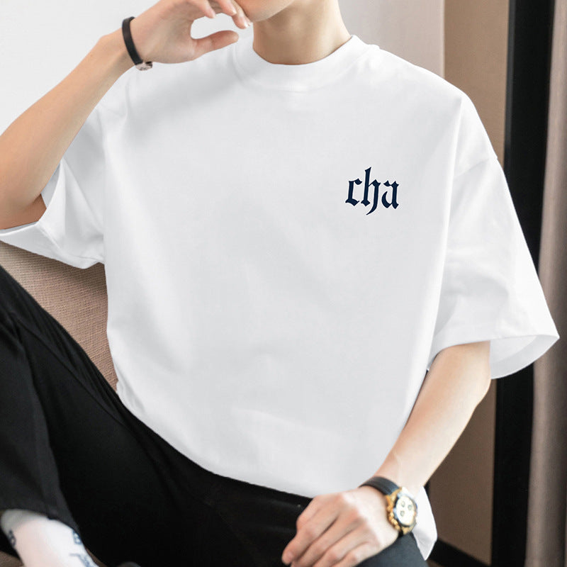 Men's 260g Heavy Cotton T-Shirt Casual Loose Fit Crew Neck Short