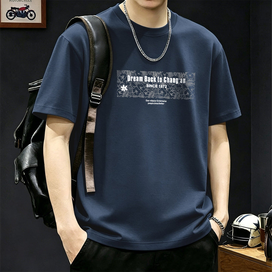 Men's American Style Letter Print Oversize Short Sleeve T-Shirt