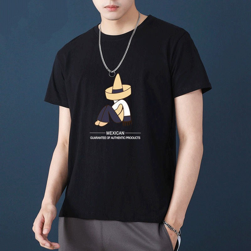 Men's Xinjiang Cotton Short Sleeve T-Shirt Loose Fit Casual