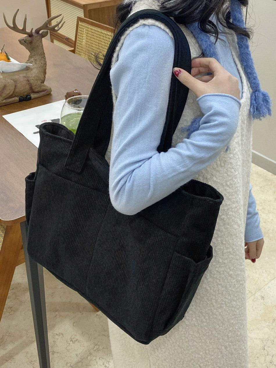 Large Capacity Women's Striped Commuter Tote Shoulder Bag