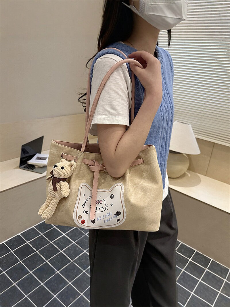 Cute Cartoon Large Capacity Women's Commuter Tote Shoulder Bag