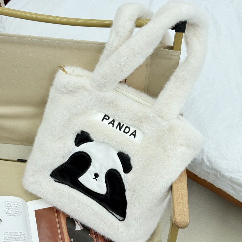 Large Capacity Plush Panda Women's Commuter Tote Shoulder Bag