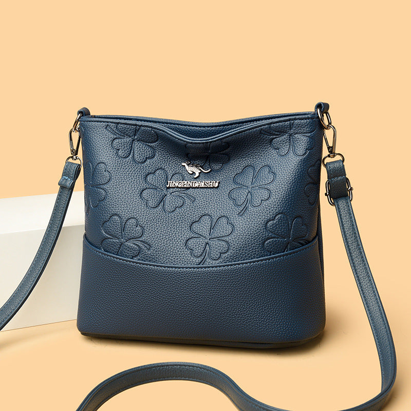 Korean Style Embossed Women's Bucket Shoulder Crossbody Bag