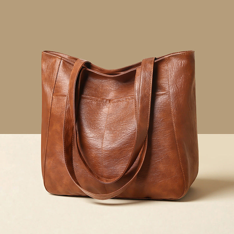 Large Capacity Soft Leather Tote Shoulder Underarm Bag