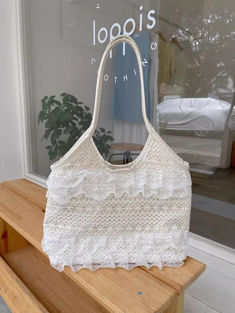 Lace Mesh Large Capacity Women's Underarm Shoulder Tote Bag
