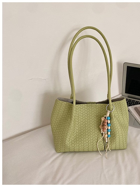 Korean Style Woven Underarm Shoulder Basket Bag for Women