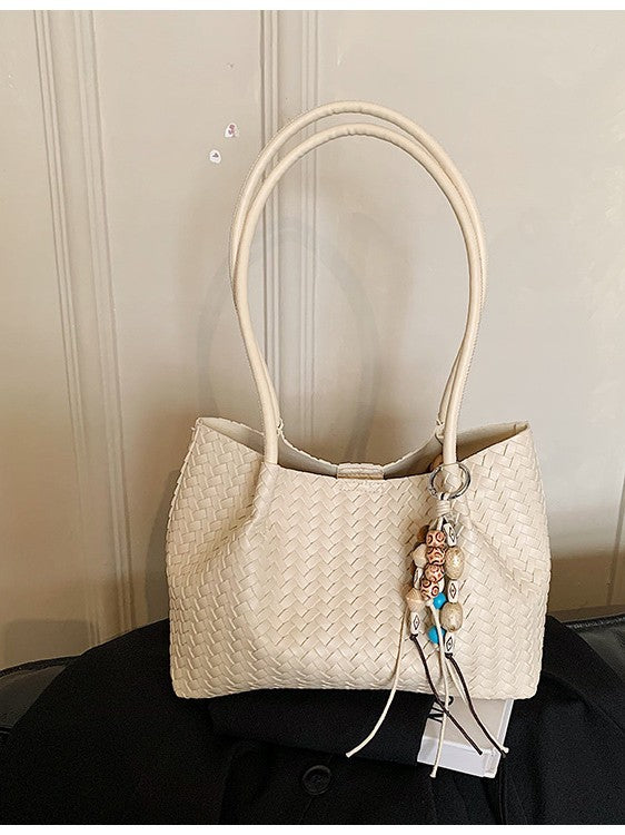 Korean Style Woven Underarm Shoulder Basket Bag for Women