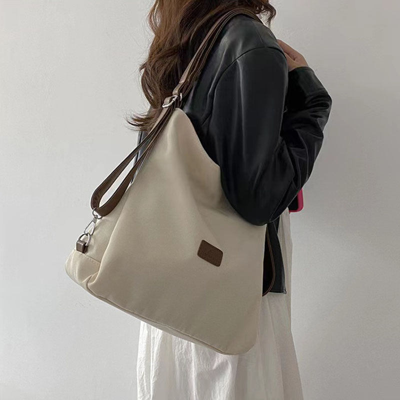 Color-Block Canvas Tote Shoulder Crossbody Bag for Women