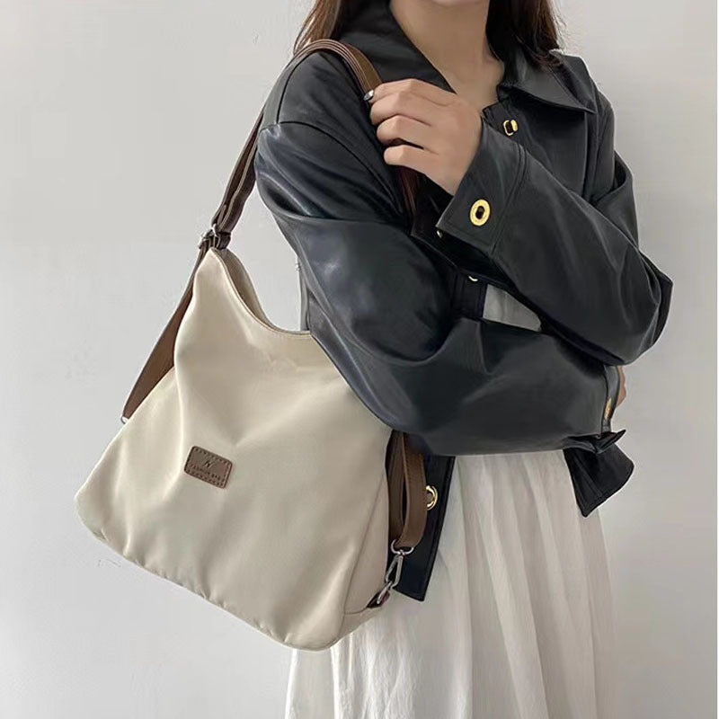 Color-Block Canvas Tote Shoulder Crossbody Bag for Women