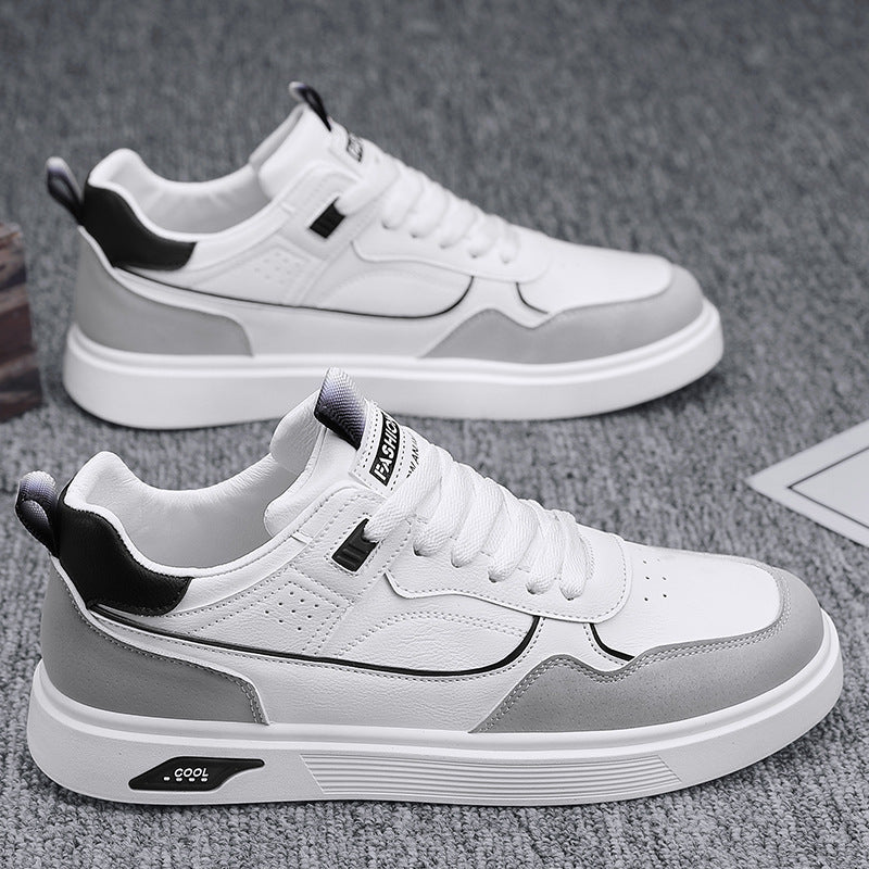 Men's Leather Casual Sneakers Breathable Low-Top Work Shoes