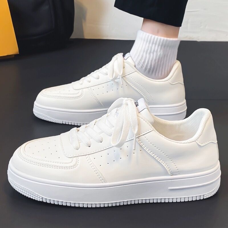 Men's Breathable Thick-Soled Casual Sneakers Versatile White