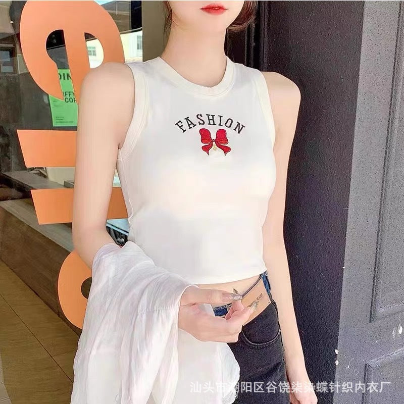 Women's Bow Letter Print Sleeveless Tank Top