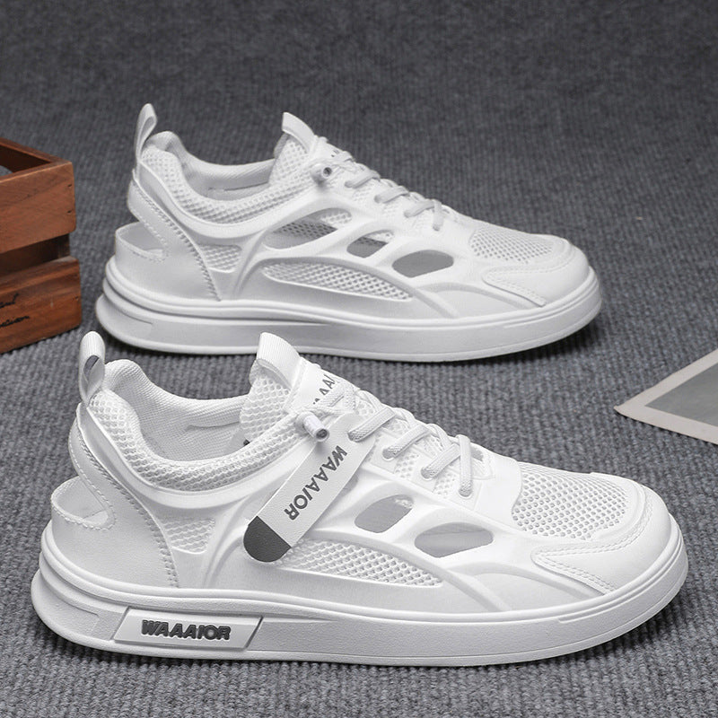 Men's Breathable Hollow Mesh Casual Sneakers All-Match White