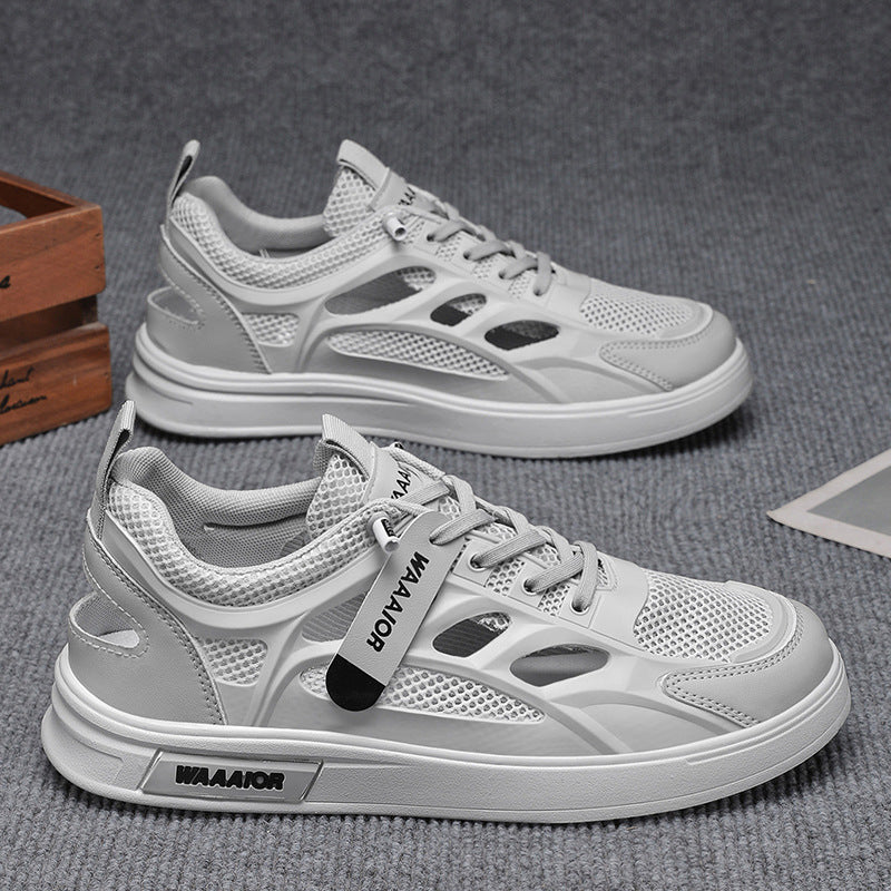 Men's Breathable Hollow Mesh Casual Sneakers All-Match White