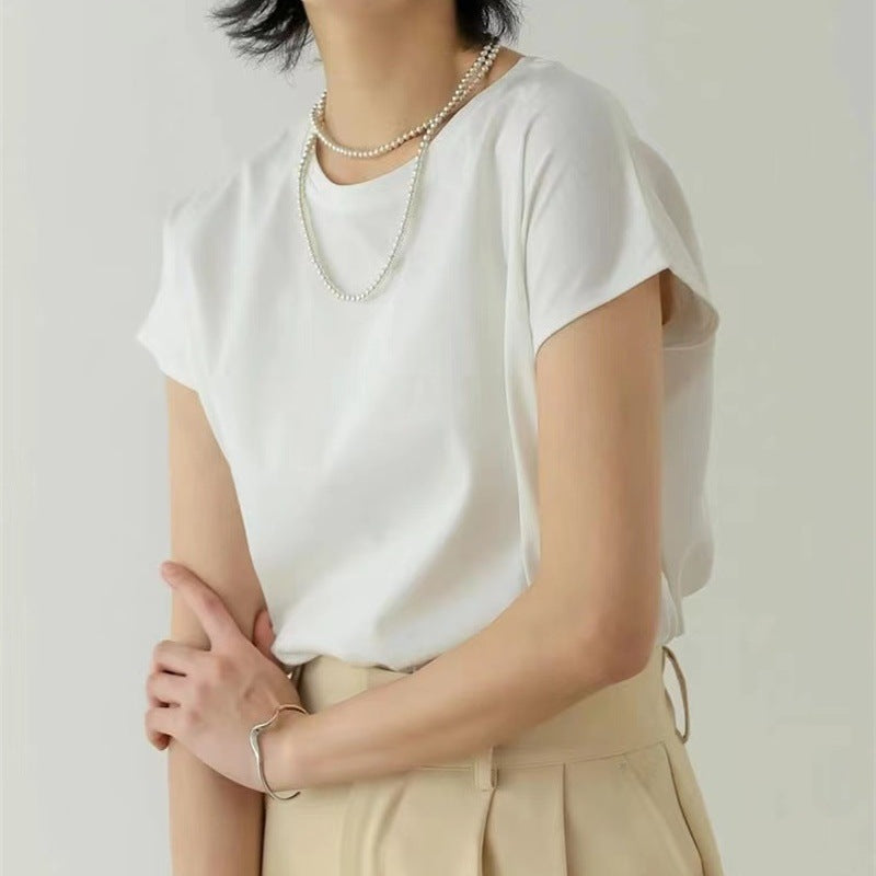 Women's Batwing Sleeve Round Neck Cotton Blend T-Shirt