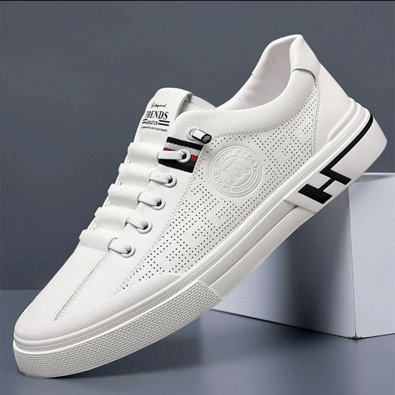Men's Embossed Breathable White Casual Sneakers Versatile Sports