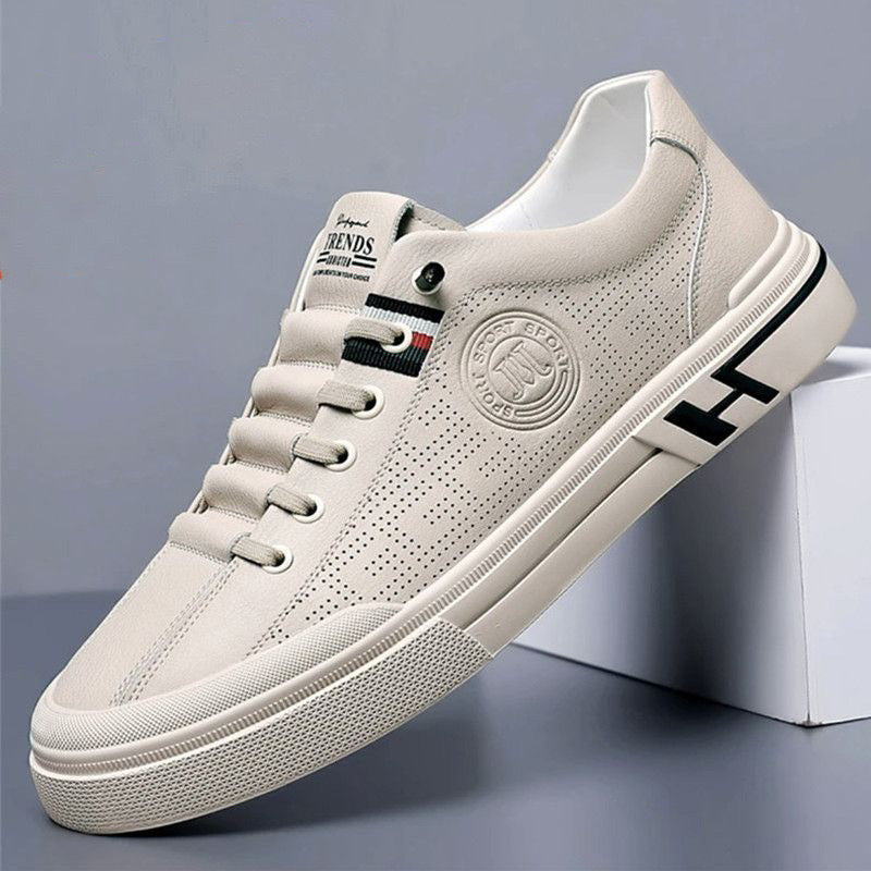 Men's Embossed Breathable White Casual Sneakers Versatile Sports