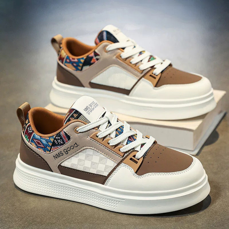 Men's Breathable Leather White Casual Sneakers Versatile Sports