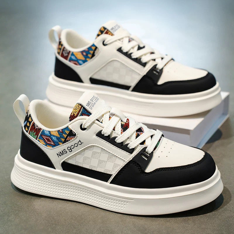 Men's Breathable Leather White Casual Sneakers Versatile Sports