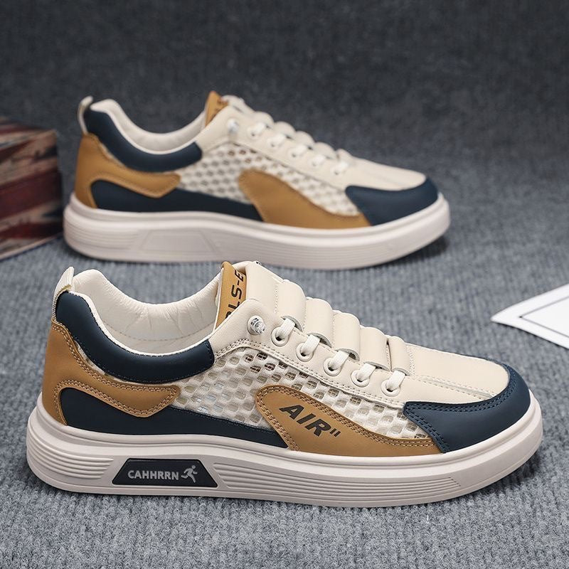 Men's Breathable Mesh Canvas Casual Sneakers All-Match White
