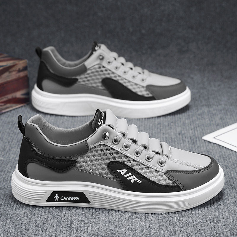Men's Breathable Mesh Canvas Casual Sneakers All-Match White