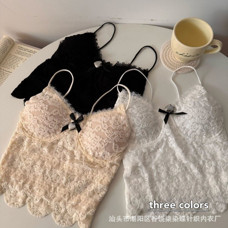 Women's Lace Bow Camisole Slim-Fit Crop Top