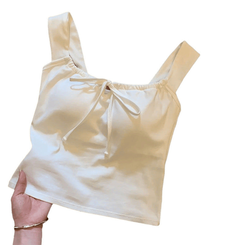 Women's Strappy Bow Padded Slim-Fit Camisole Crop Top