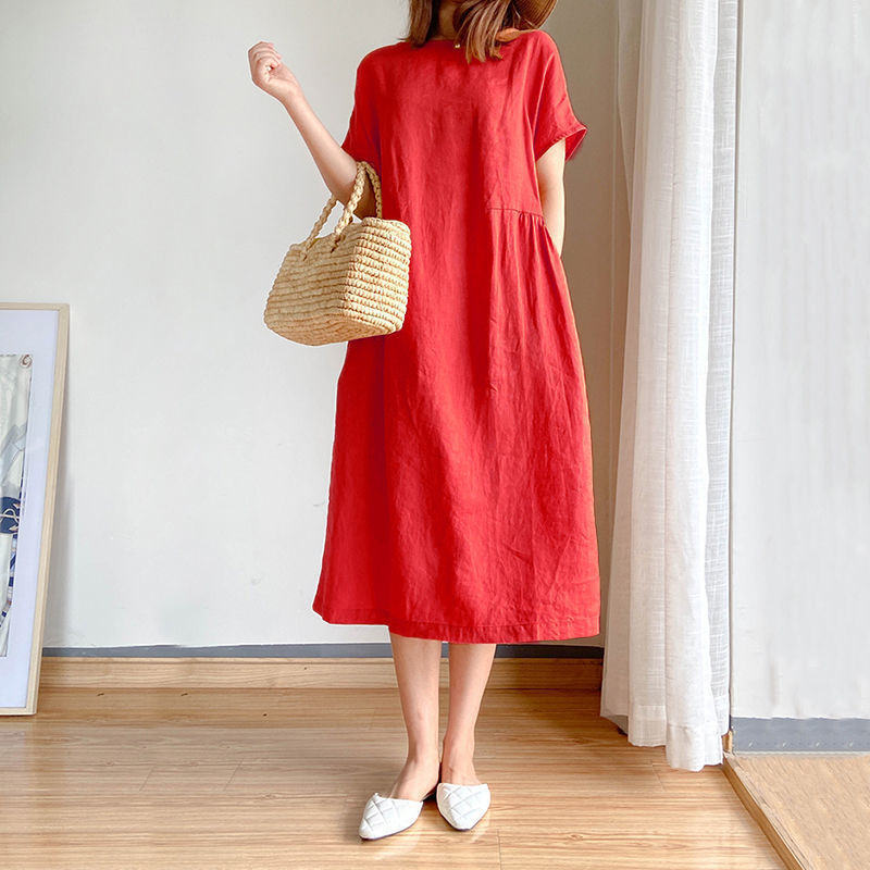 Loose Fit Slimming Mid Length Dress Women Summer Minimal Style
