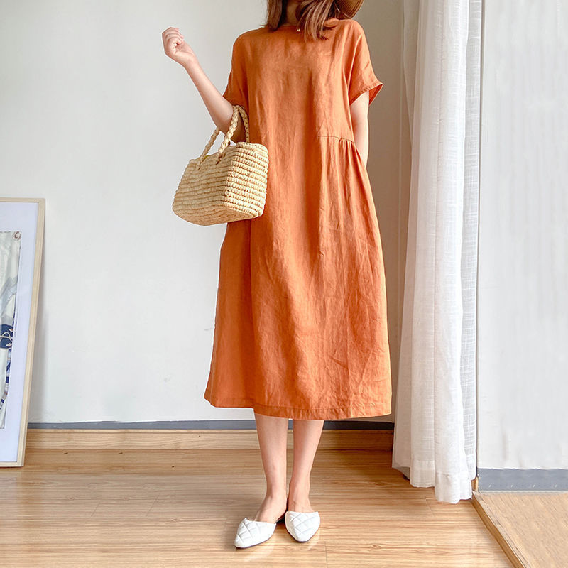 Loose Fit Slimming Mid Length Dress Women Summer Minimal Style