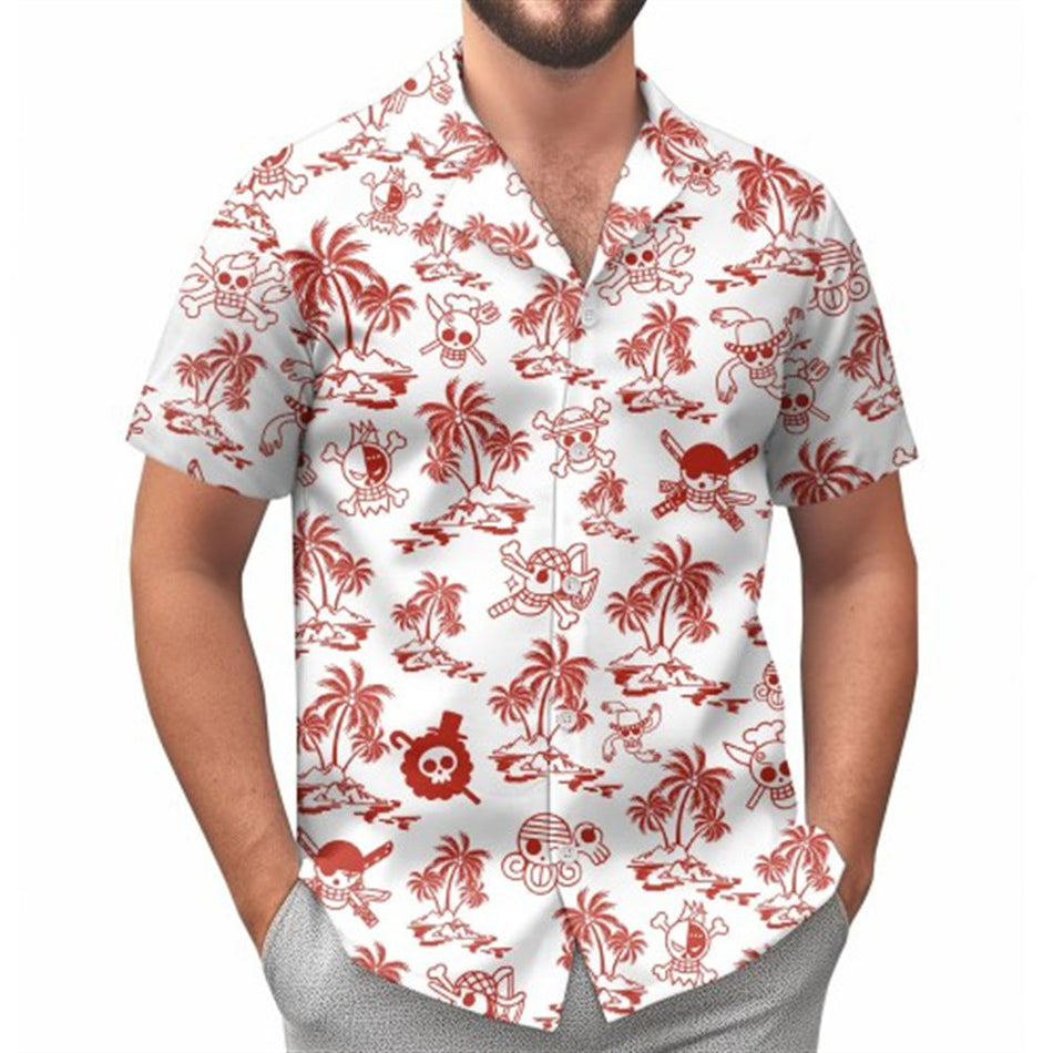 Unisex 3D Printed Hawaiian Beach Short Sleeve Casual Shirt
