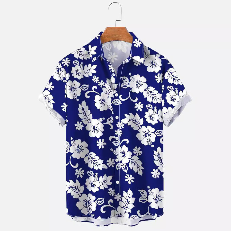 Men's 3D Floral Hawaiian Printed Short Sleeve Summer Shirt