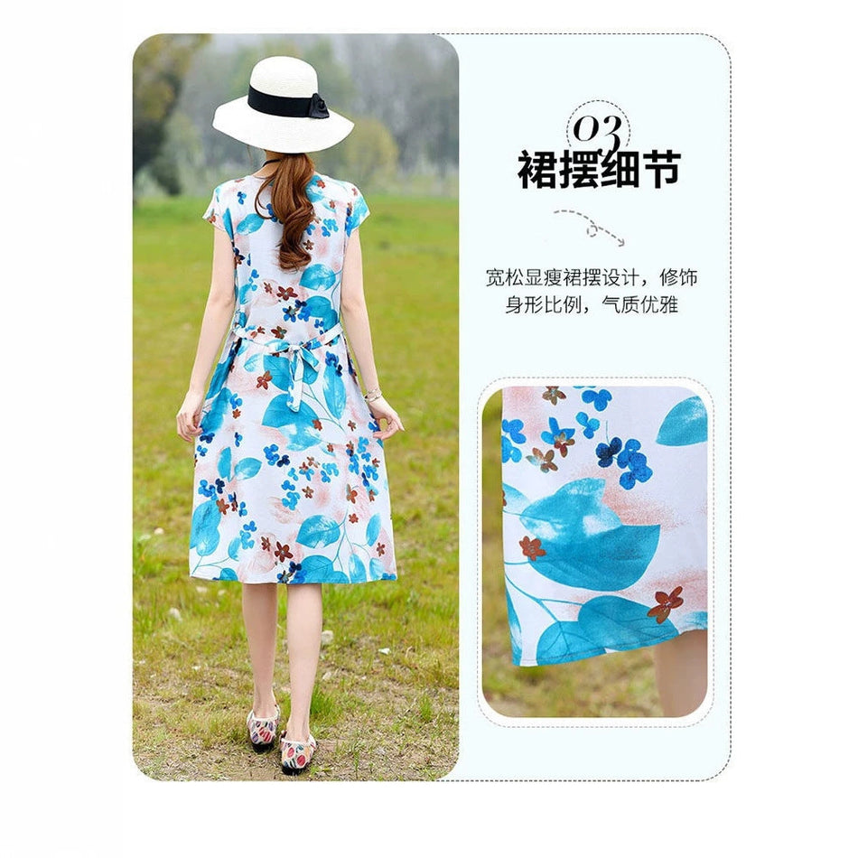 Plus Size Cotton Silk Lounge Dress for Women Loose Home Dress