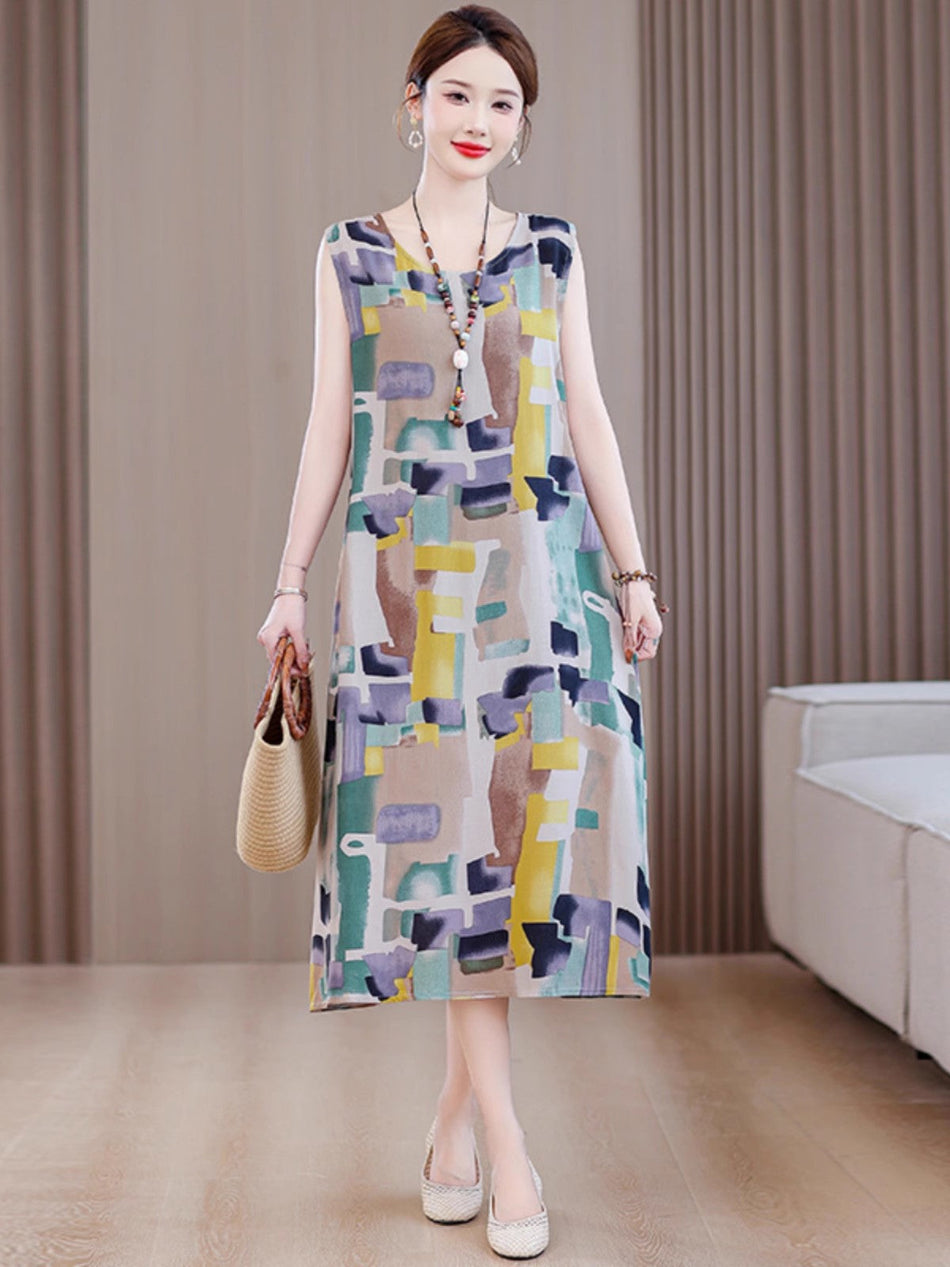 Cotton Silk Sleeveless Lounge Dress Women Lightweight Summer