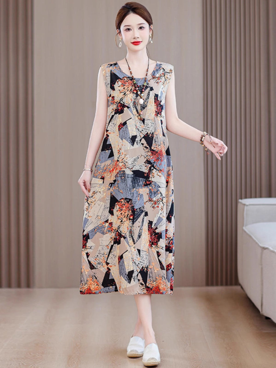 Cotton Silk Sleeveless Lounge Dress Women Lightweight Summer