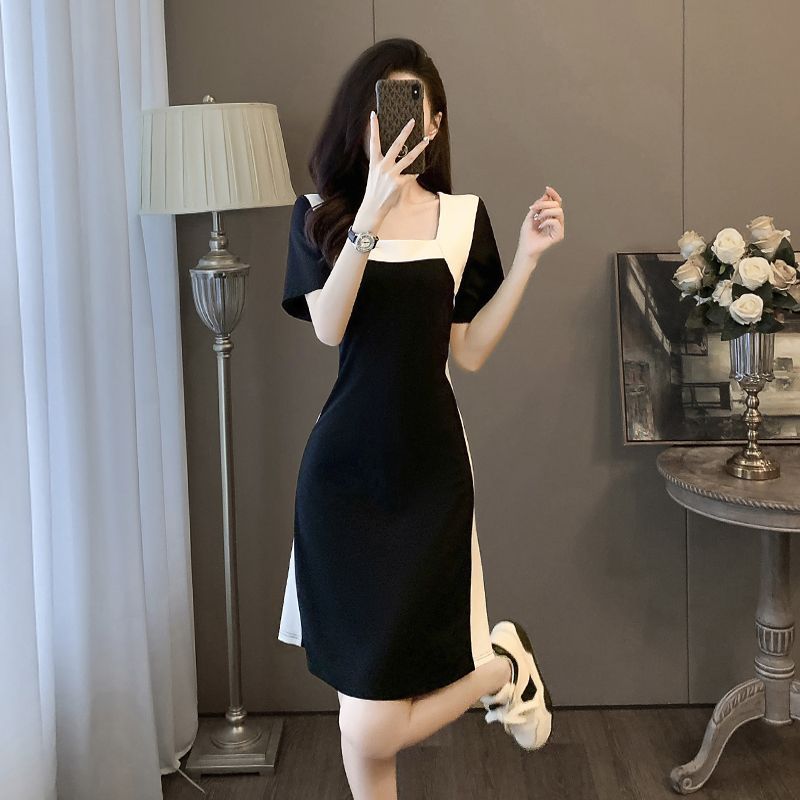 French Elegant High Waisted Midi Dress Women Slim Fit Summer