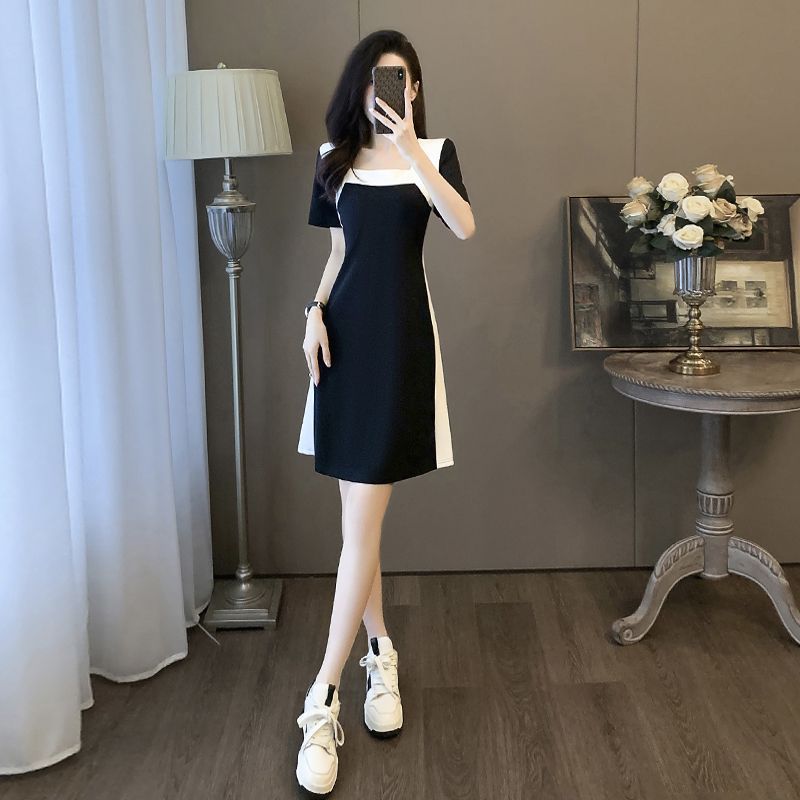 French Elegant High Waisted Midi Dress Women Slim Fit Summer