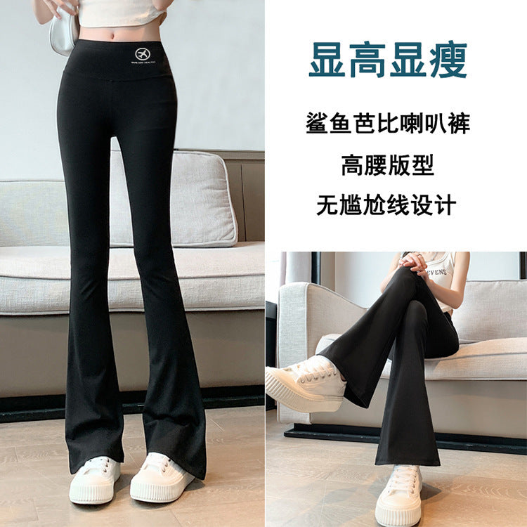 Plus Size Flared Yoga Pants Women Stretch Shark Leggings
