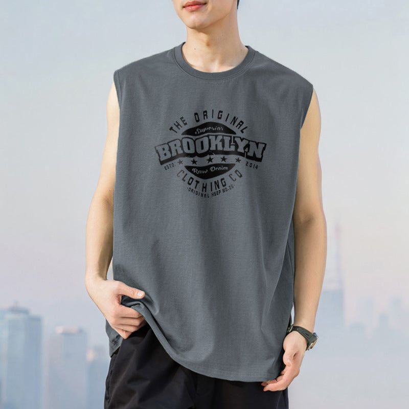 Men's Pure Cotton Wide Shoulder Sleeveless Tank Top