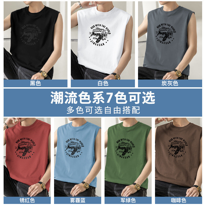 Men's Pure Cotton Letter Print American Style Sleeveless Vest