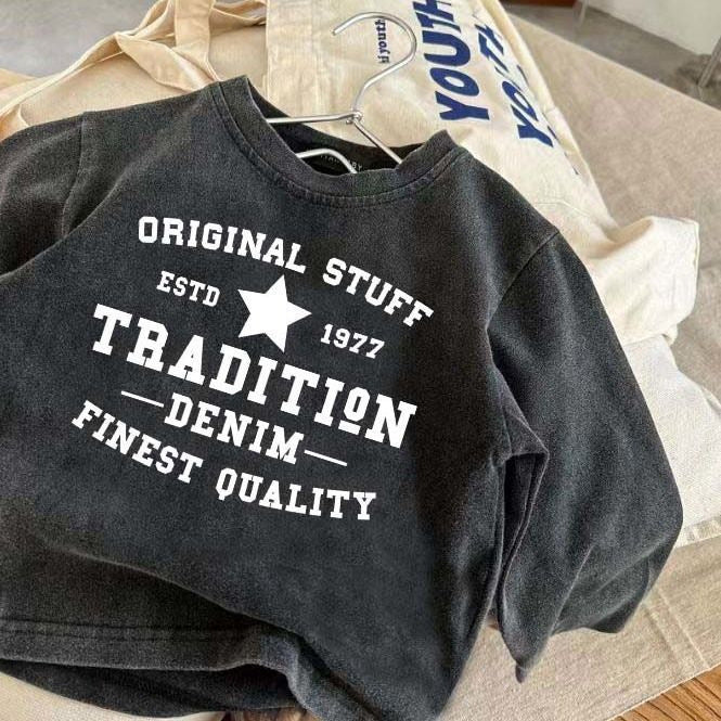Boys' Cotton Letter Print Long Sleeve T-Shirt