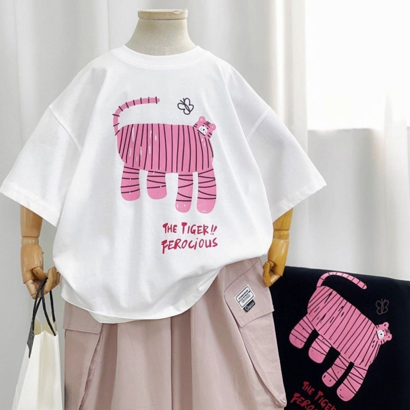 Kids' Cotton Round Neck Short Sleeve T-Shirt