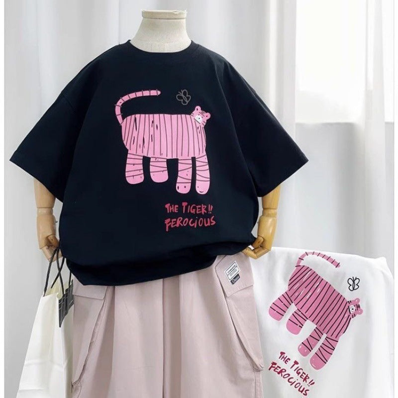 Kids' Cotton Round Neck Short Sleeve T-Shirt