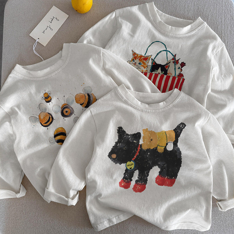 Kids' Cotton Cartoon Long Sleeve T-Shirt
