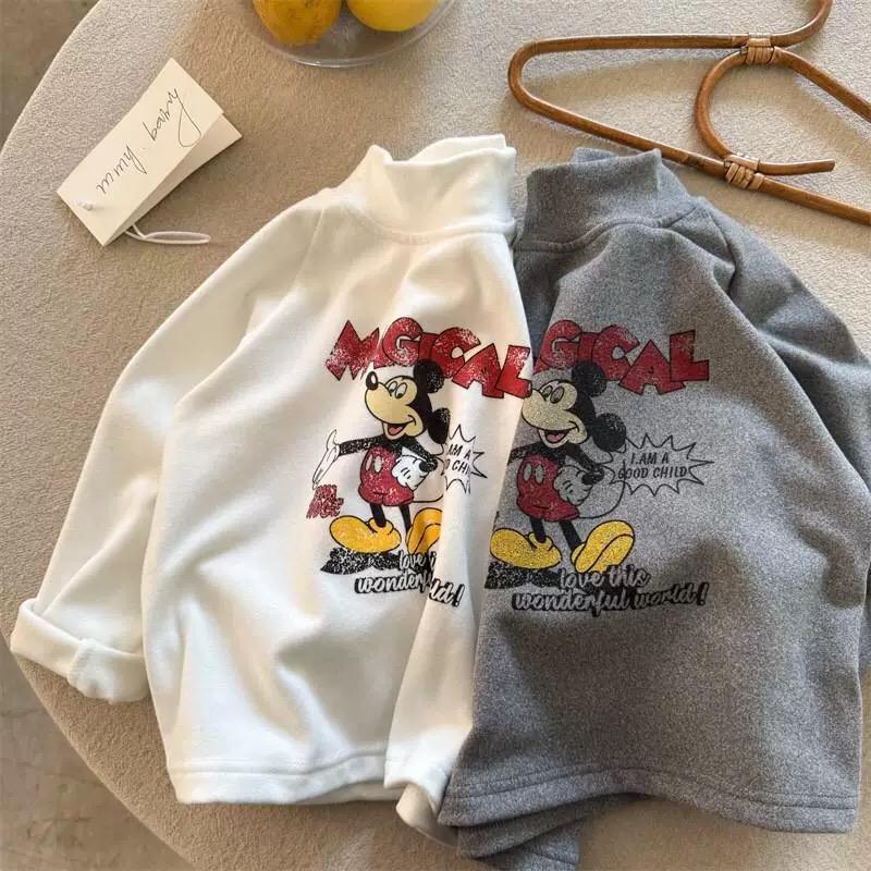 Kids' Fleece Cartoon Mock Neck Long Sleeve T-Shirt